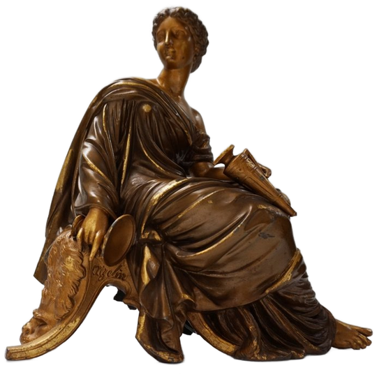 Beeld Van Romeins/griekse Zittende Vrouw, Gesigneerd Aizelin, 19th Century 1