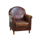 Mooie En Correct Afgewerkte Design Fauteuil/ Armchair Gemaakt Van Schapenleer thumbnail 1