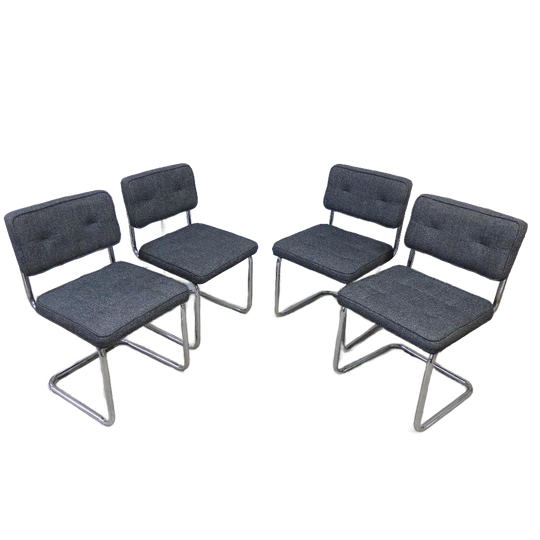 Mooi Set Van 6 Grijze Buizen Stoelen 1