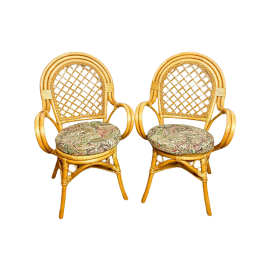 Vier Rieten Boho Manou Rotan Vintage Stoelen Eetkamerstoelen 1