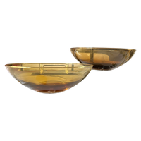 Schaal Op Voet Art-Deco Amber Glas Vintage