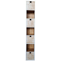 Boho Stijl Kast In Hout Met Witte Patronen/ Moder Look Kastje