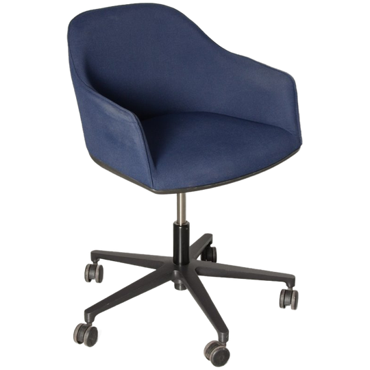 Vitra Softshell Vergaderstoel, Ronan & Ernan Bouroullec, Blauw, Verrijdbaar, Hoogte Instelbaar, D 1