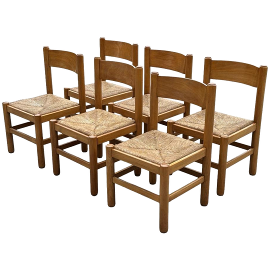 Vintage Set Van 6 Eetkamerstoelen Vico Magistretti Stijl 1