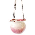 Vintage Roze Créme Hangpot Keramieke Vintage Pot Jaren 70 thumbnail 1