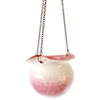 Vintage Roze Créme Hangpot Keramieke Vintage Pot Jaren 70