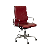 Vitra Ea 219 Bureaustoel In Rood Leer, Iconisch Vintage Eames Design