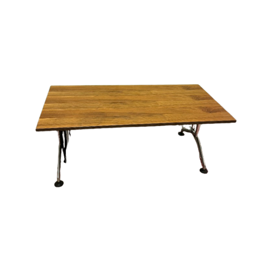 Vitra Ad Hoc Slinger Bureau Eames L - Bruin Hout / Zilver 1