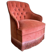 Vintage Roze Fauteuil / Eenzit / Clubzeteltje Met Franjes