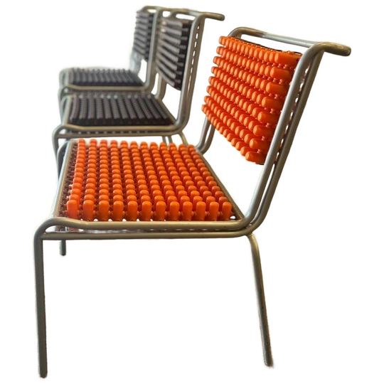 Vintage Japanse Design Stoel Oranje En Bruin 1