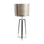 Design Tafellamp Chroom Voet Met Metalen Ribbel Kap, Na 2000 thumbnail 1