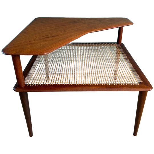 Teak Hoektafel Met Riet 1
