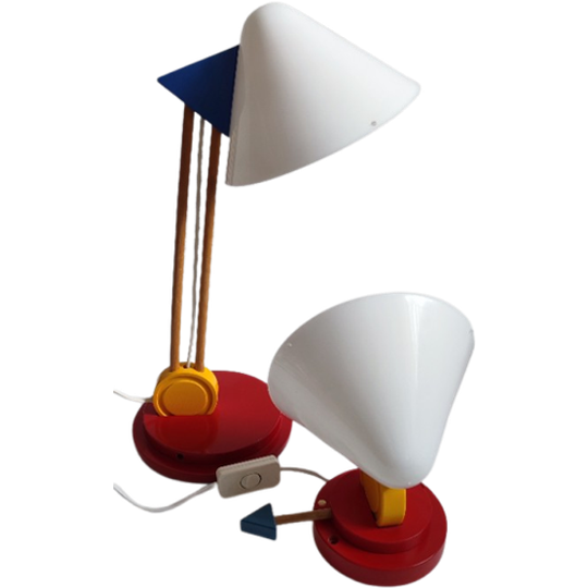 2x Vintage Ikea Memphis Style Lamp Ettore Sottsass 1