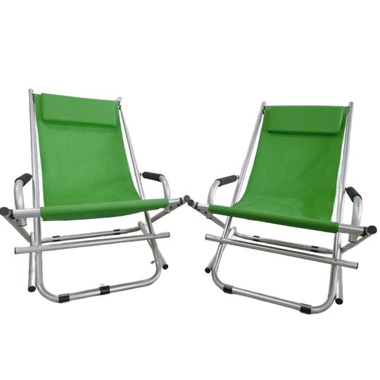 Retro Groene Aluminium Lounge Strandstoelen 1