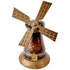 Antieke Spaarpot Molen Koper En Hout thumbnail 1
