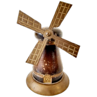 Antieke Spaarpot Molen Koper En Hout