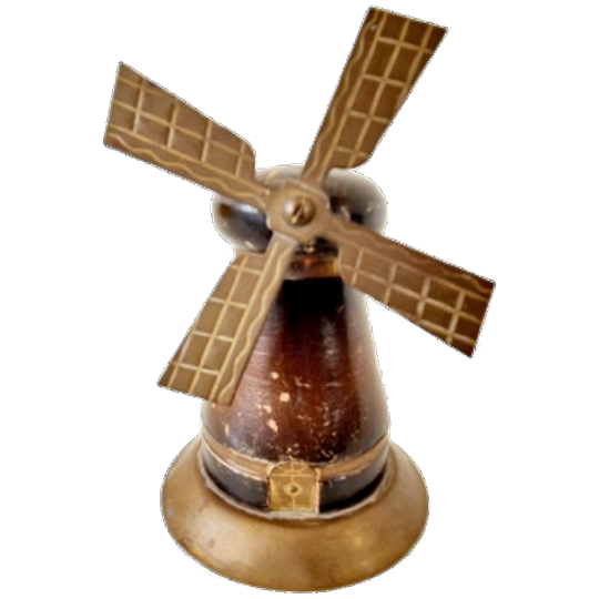 Antieke Spaarpot Molen Koper En Hout 1