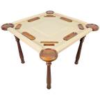 Valenti Noten Hout Kalfs Leren Speeltafel Bridgetafel 4 Pers thumbnail 1