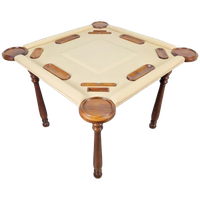 Valenti Noten Hout Kalfs Leren Speeltafel Bridgetafel 4 Pers