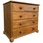 Oud Grenen Ladekastje. Vier Laden. B75X D46 X H83 thumbnail 1