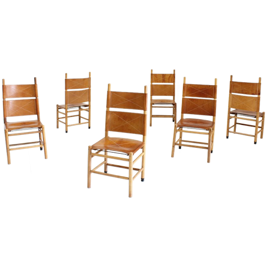Vintage Italiaanse Eetkamer Stoelen Carlo Scarpa 1970S, Set Van 6 1