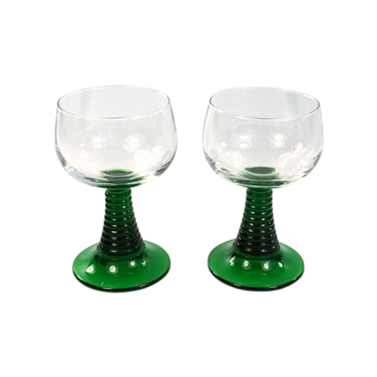 Vintage Wijnglazen – Moezel – Roemer – Groene Voet 1