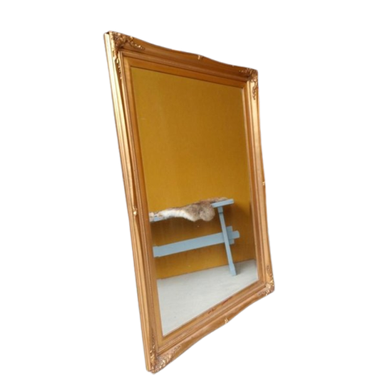 Vintage Barokke Facet Geslepen Spiegel, Goudkleurige Lijst 1