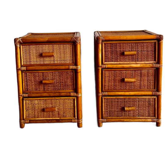 2 Rotan Nachtkastjes Vintage Jaten 70 1