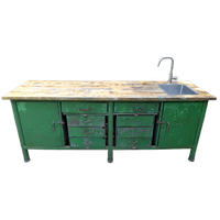 Prachtige Vintage Industriele Werkbank Keukenblok