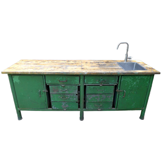 Prachtige Vintage Industriele Werkbank Keukenblok 1