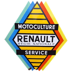 Emaille Reclamebord Renault Motoculture Service, 60'R Jaren. thumbnail 1