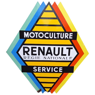 Emaille Reclamebord Renault Motoculture Service, 60'R Jaren.