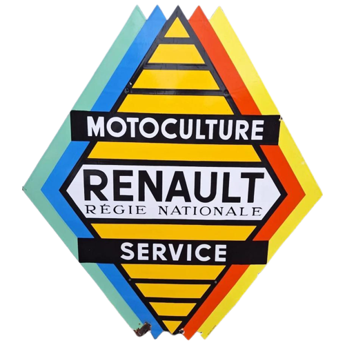 Emaille Reclamebord Renault Motoculture Service, 60'R Jaren.