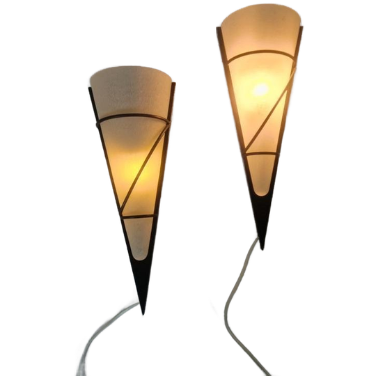 Een Paar Wandlampen Design Metaal Glas. 1