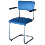 Tubax Eetkamerstoel Vintage Sledestoel Buisframe Stoel Blauw thumbnail 1