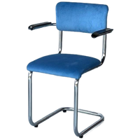 Tubax Eetkamerstoel Vintage Sledestoel Buisframe Stoel Blauw