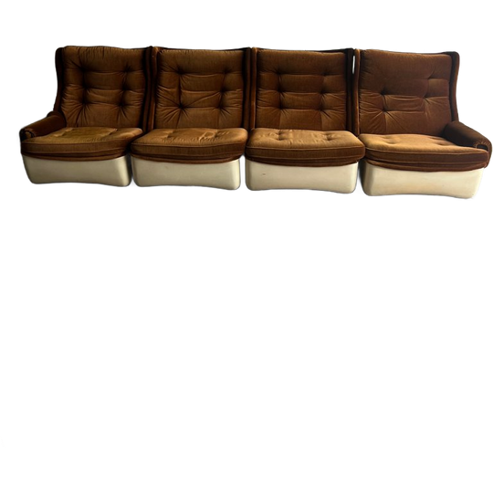 Airborne Modular 4-seater Sofa In Brown Velvet, 1970s 1