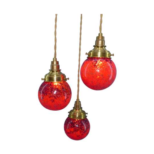 Hanglamp Met 3 Art De France Gekleurde Glazen Bollen 1