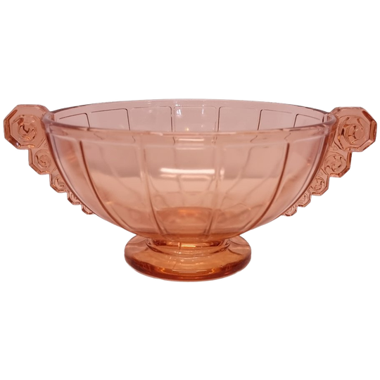 Art Deco Roze Glazen Fruitschaal 1