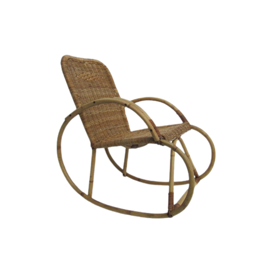 Jaren 60 Vintage Rotan Kinder Schommelstoel 1