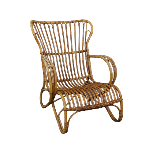 Rotan Belse 8 Fauteuil Met Hoge Rug, Dutch Design, 1950