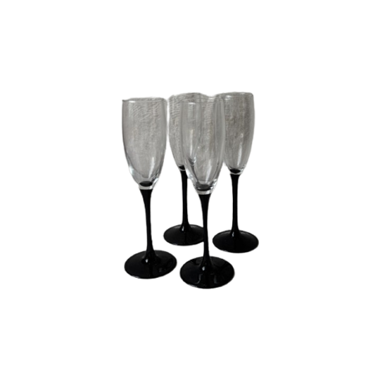 4X Champagne Flutes, Zwart, Luminarc 1