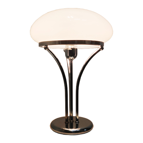 Chrome And Opaline Glass Desk Lamp