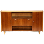 Vintage Dressoir Wandmeubel Met Klep Van Teakhout Gemaakt In De Jaren ’60 thumbnail 1