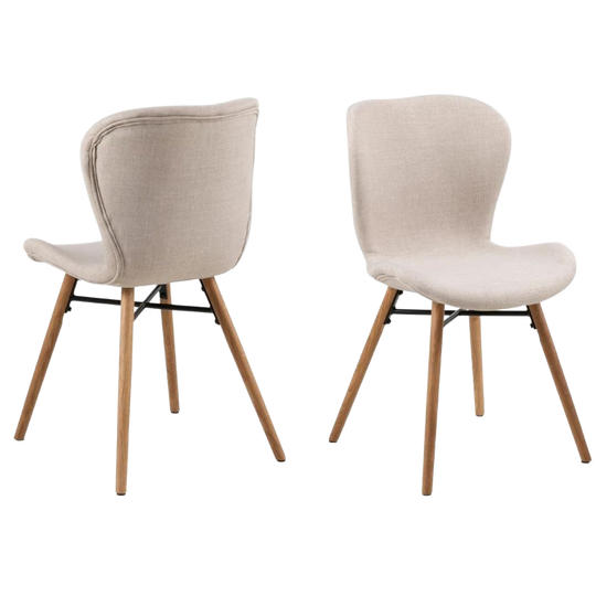 Eetkamerstoel Pescara - Set Van 2 - Creme Met Houten Poten 1