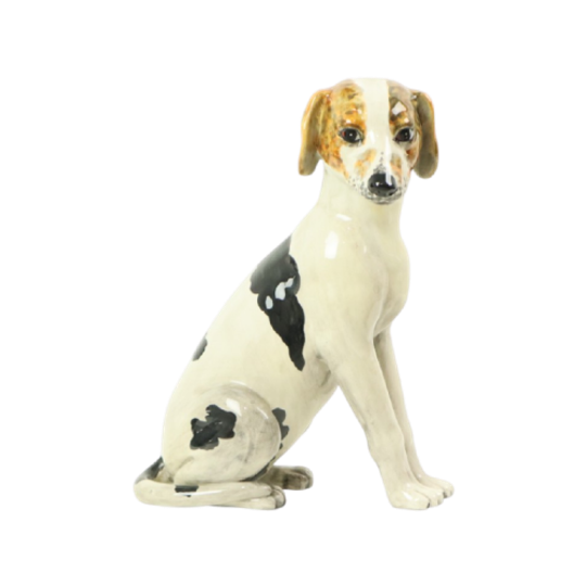Vintage Honden Beeld Sculptuur Craquelé Keramiek Italy 31cm 1