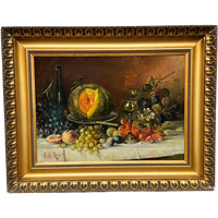 Jules Félix Ragot (1835-1912) "Stilleven Met Fruit". Beroemde Franse Kunstenaar.