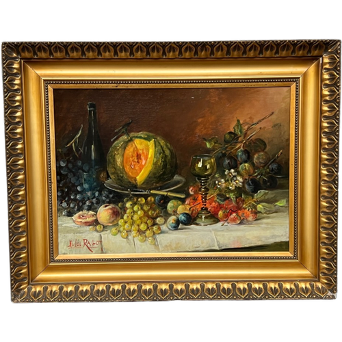 Jules Félix Ragot (1835-1912) "Stilleven Met Fruit". Beroemde Franse Kunstenaar.