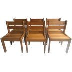 6 Grenen Eetkamerstoelen, Zweden Jaren 70 thumbnail 1