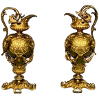 Paar Vergulde Bronzen Kannen Van De Franse Neorenaissance. thumbnail 1